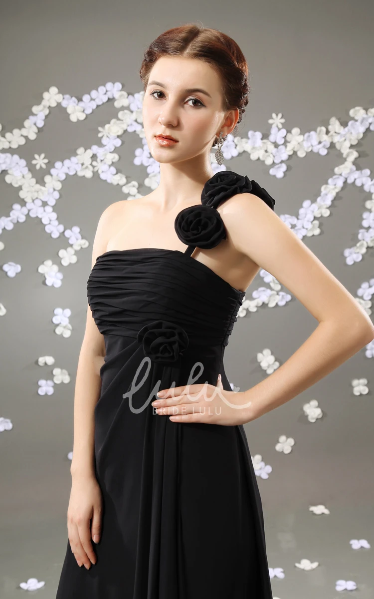 Empire Chiffon Bridesmaid Dress with Draping Long Flowy Dress