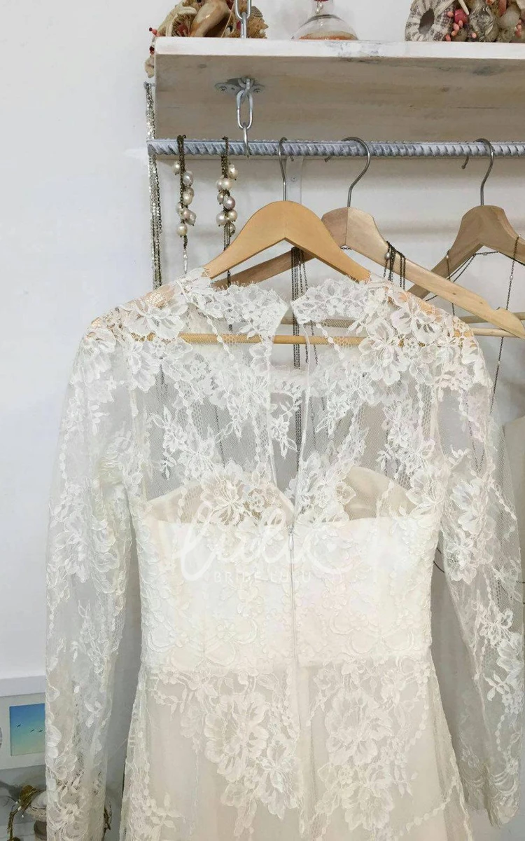 Long Sleeve Lace Wedding Dress with Natural Style