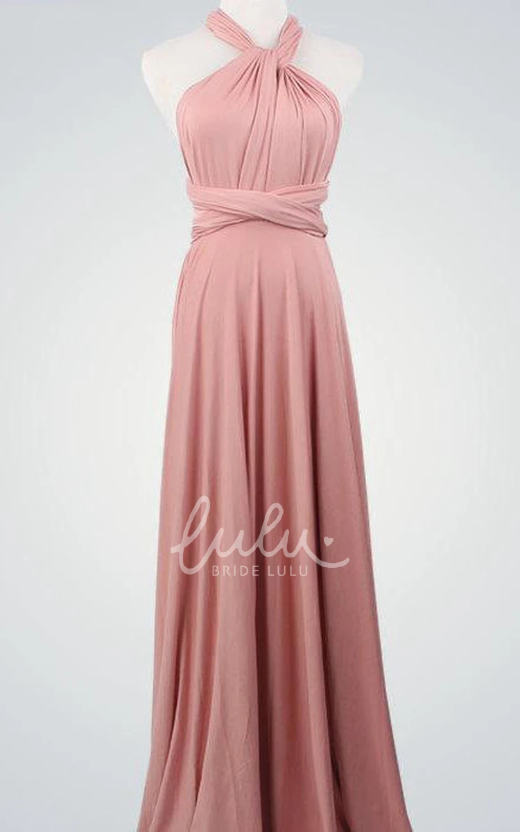 Nude Pink Bridesmaid Dress Sexy Infinity Wrap for Bridal Evening