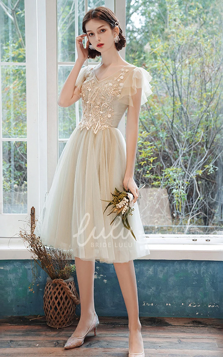 Tulle Bateau Halter A-Line Prom Dress with Appliques