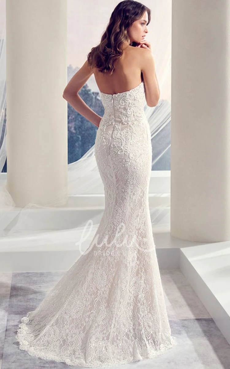 Long Beaded Lace Sweetheart Wedding Dress Stunning Bridal Gown
