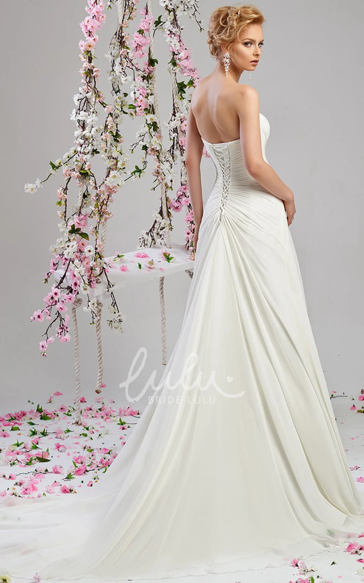Chiffon A-Line Wedding Dress Sweetheart Criss-Cross Lace Up