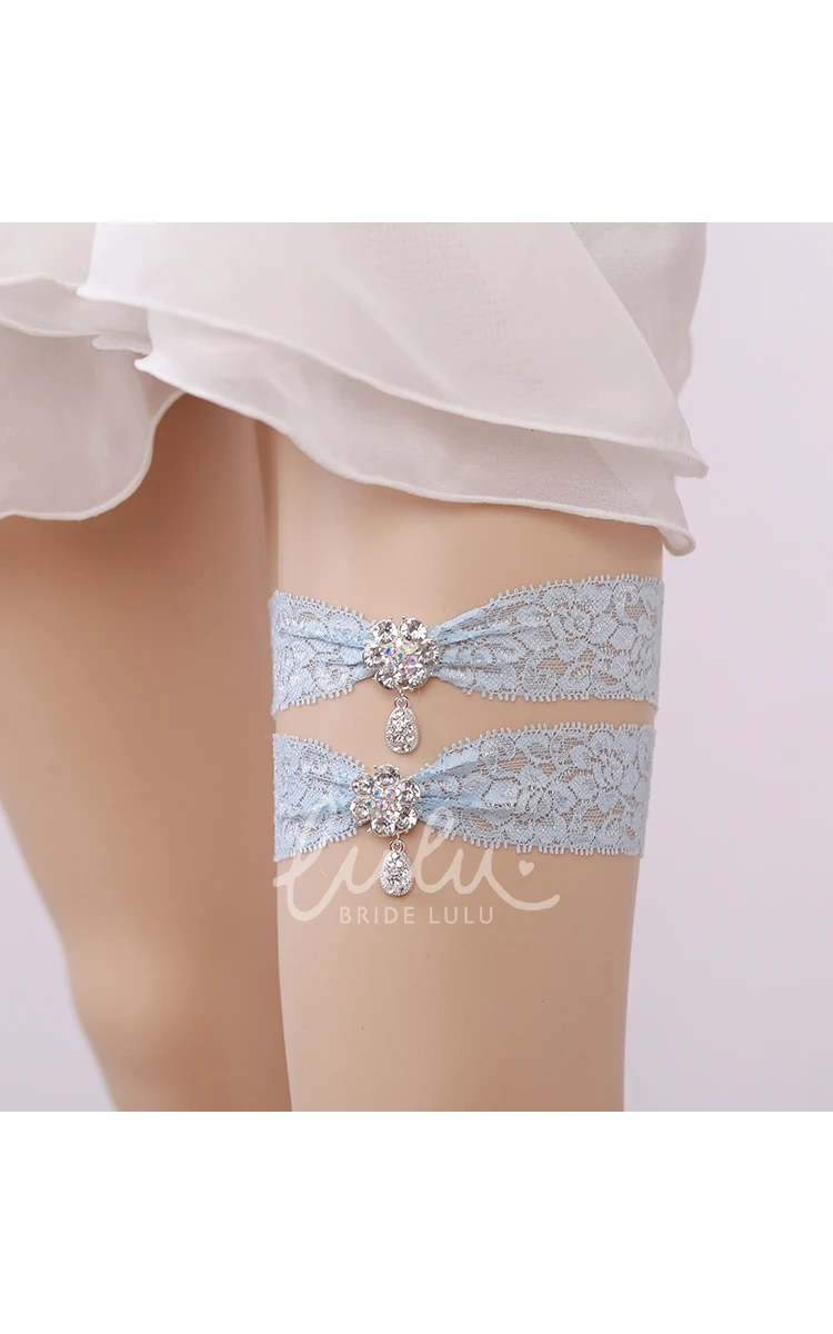 Diamond Lace Bridal Garter Two Piece & Elastic Drop Shape