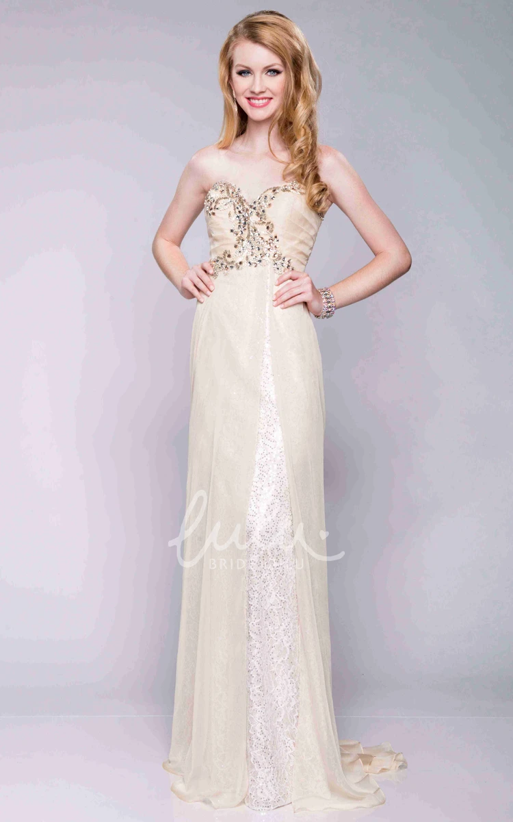 Sweetheart Empire Prom Dress Chiffon Material Column Style with Jeweled Top