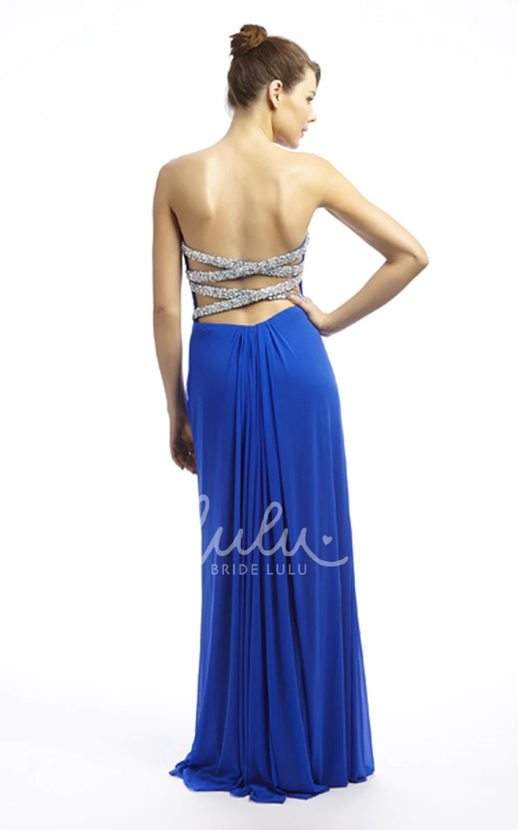 Beaded Criss-Cross Sweetheart Chiffon Prom Dress Modern Women's Evening Gown