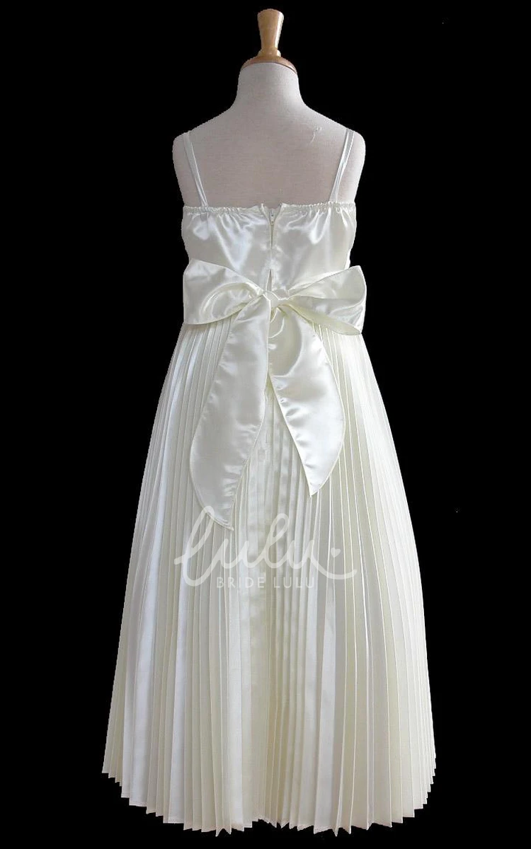 Satin Maxi Flower Girl Dress with Cape and Broach