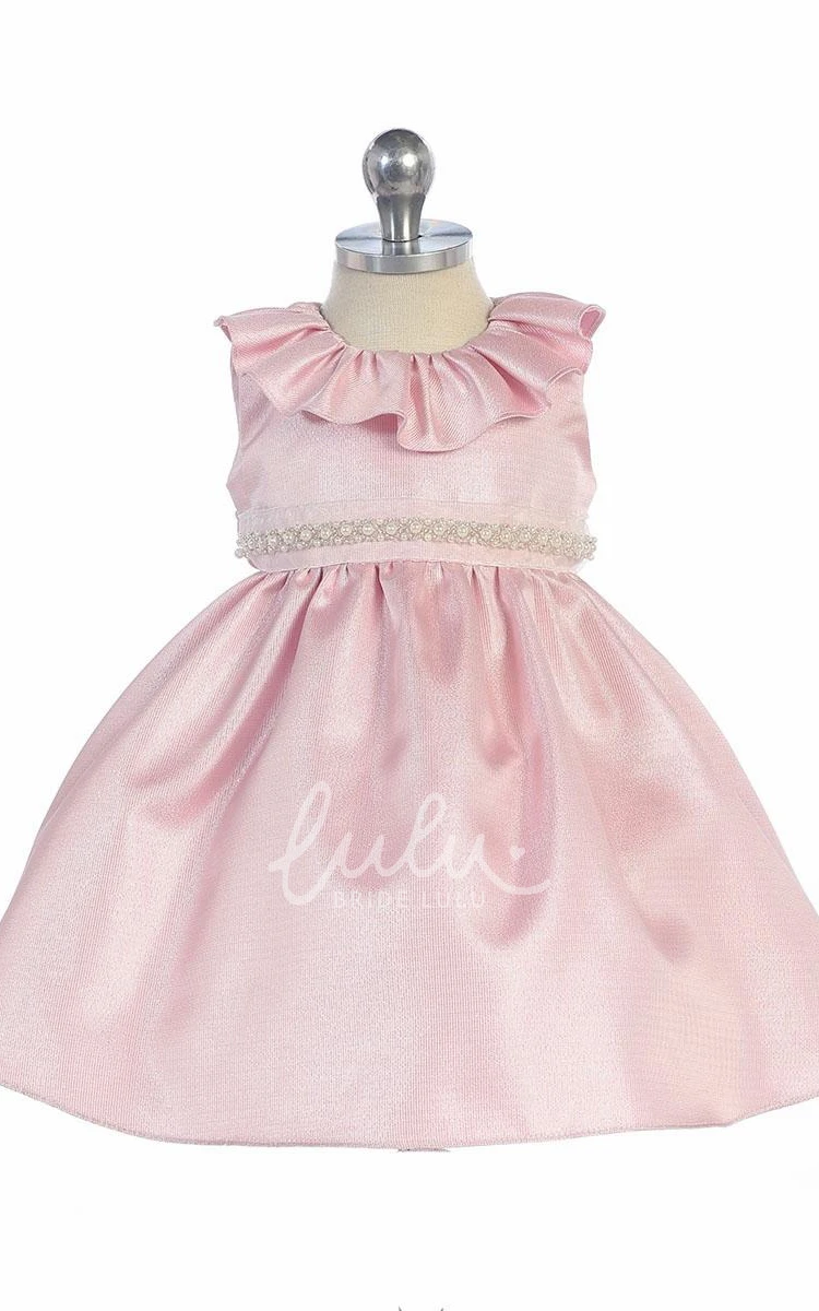 Flowy Tiered Taffeta Flower Girl Dress Tea-Length 2024