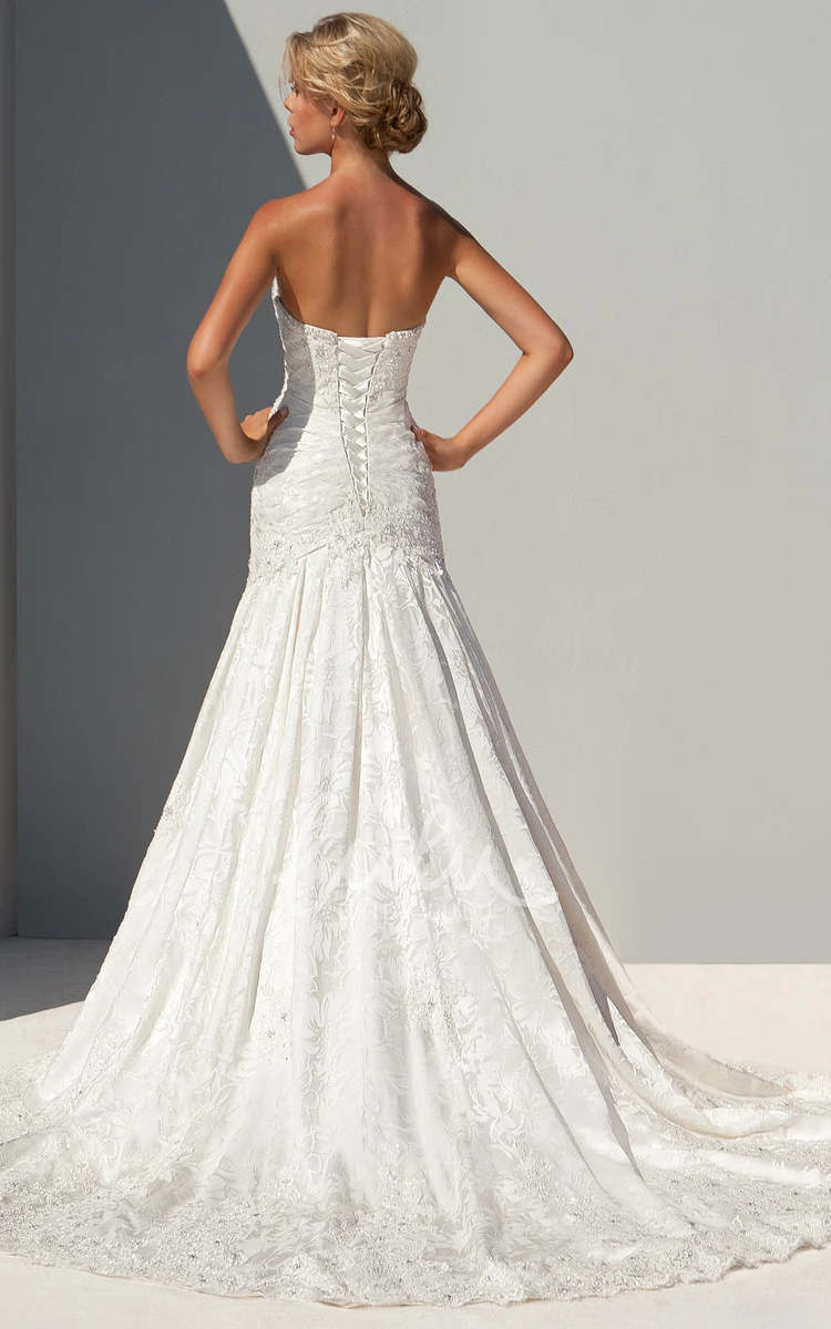 Sweetheart Lace Sleeveless Floor-Length Wedding Dress Classy Bridal Gown