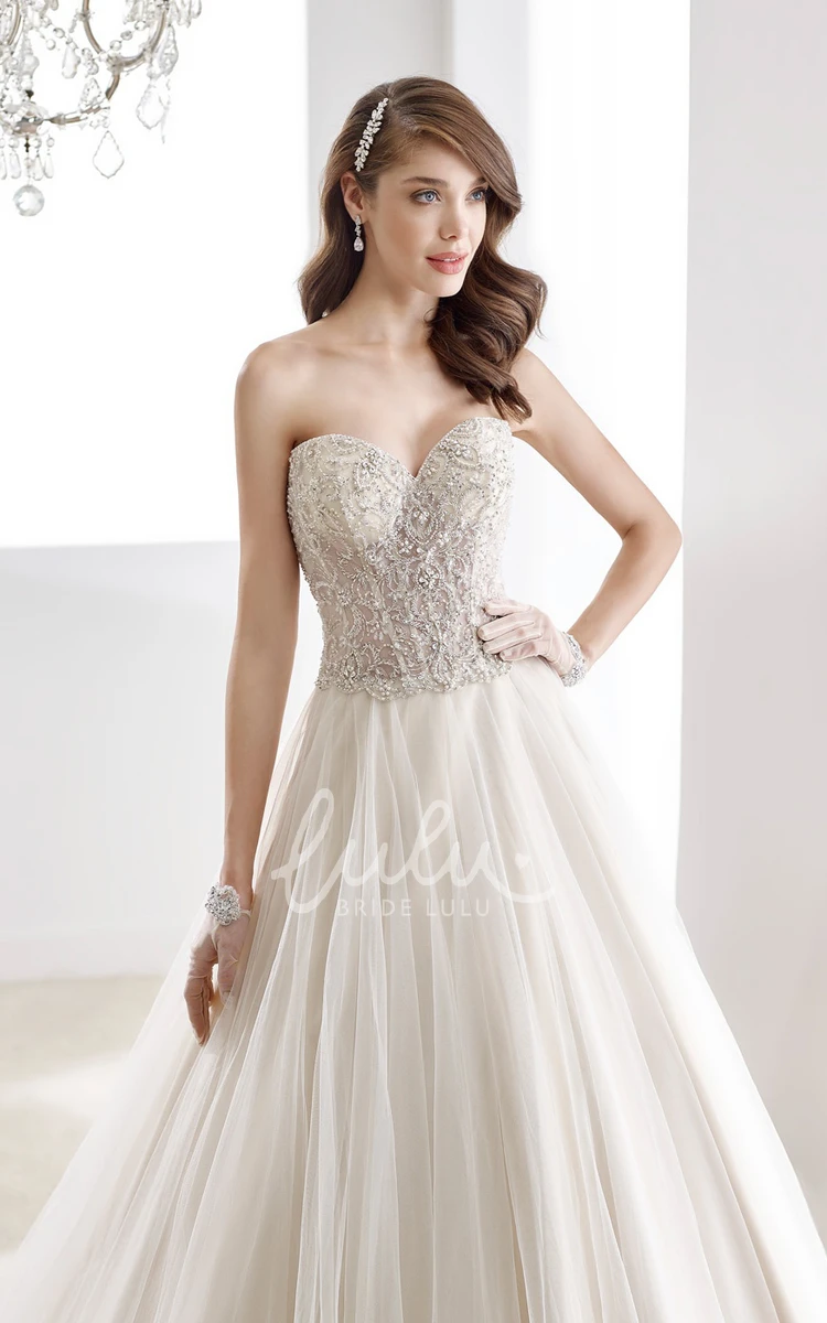 Lace Corset Pleated Skirt A-Line Wedding Dress with Sweetheart Neckline