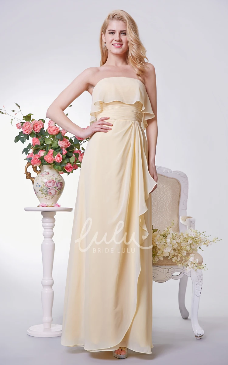 Backless A-line Chiffon Prom Dress with Tiers and Elegant Design