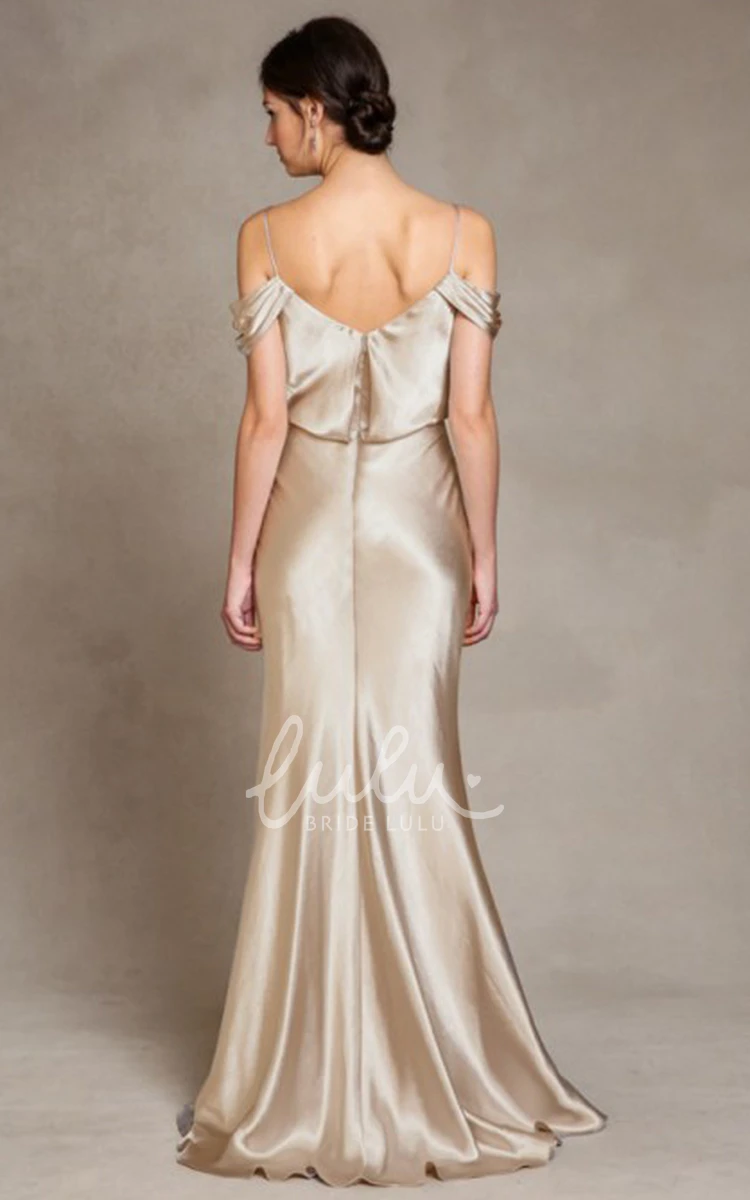 Satin Sleeveless Bridesmaid Dress with Low-V Back Floor-Length Bridesmaid Dress