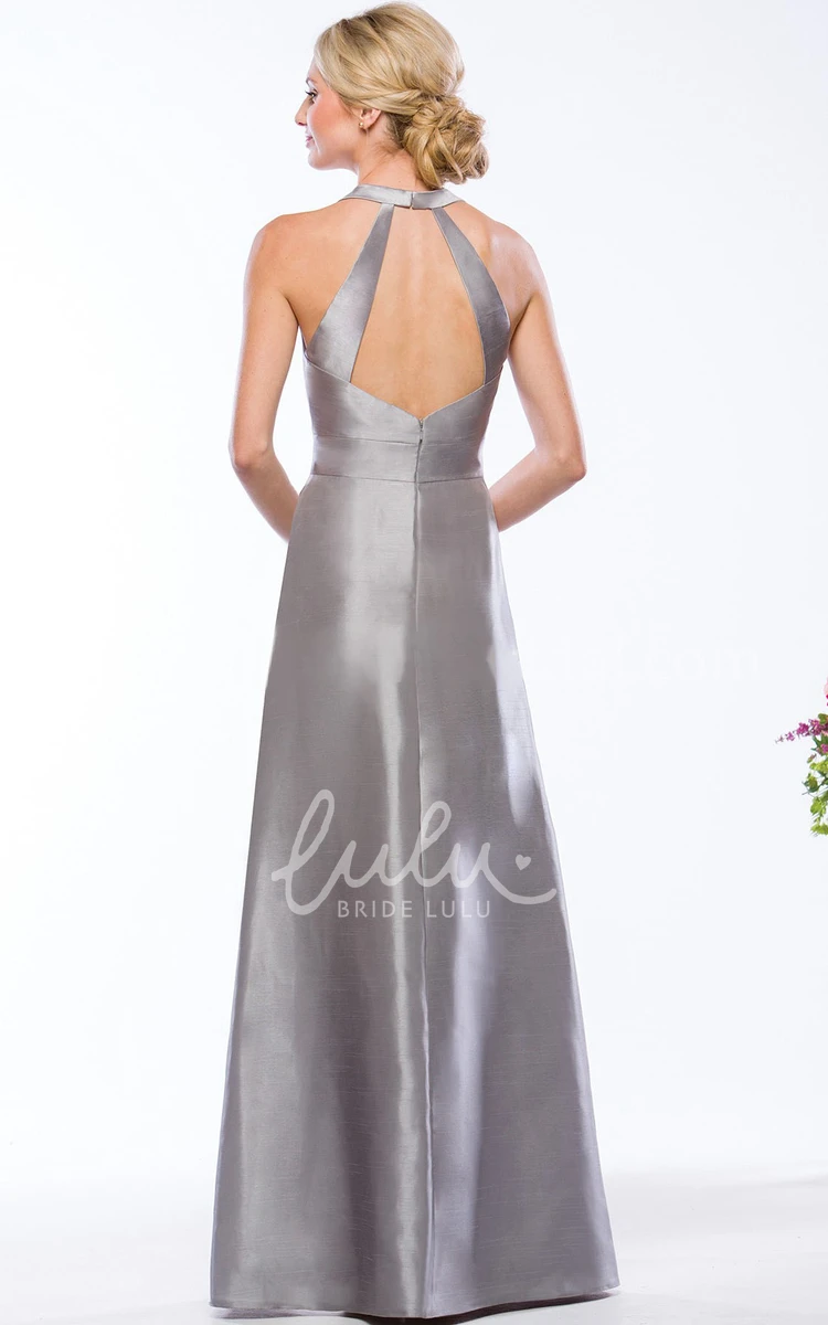 A-Line V-Neck Bridesmaid Dress with Pockets and Keyhole Back