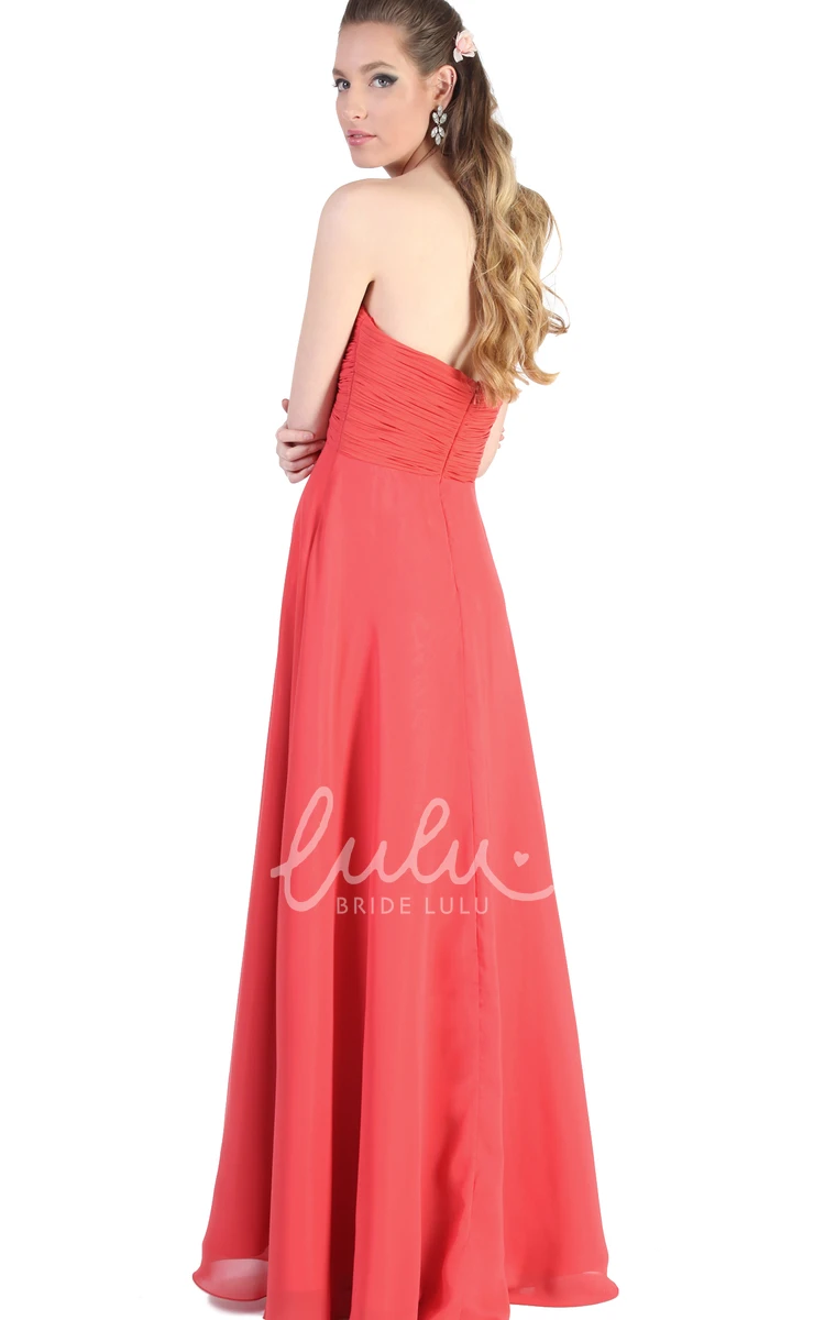 Criss-Cross Maxi Chiffon Bridesmaid Dress with V-Neck and Back