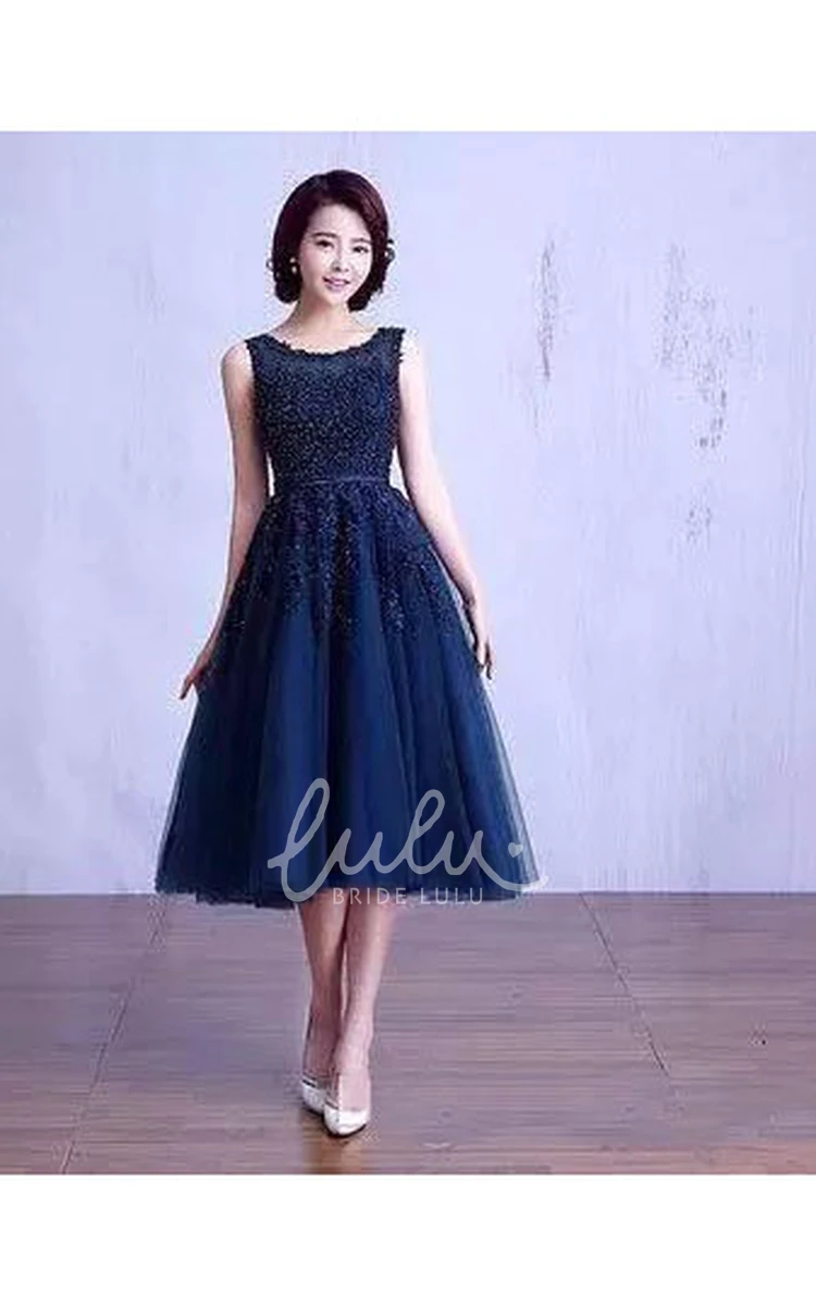 Adorable A-Line Tulle Bridesmaid Dress with Appliques and Zipper Back