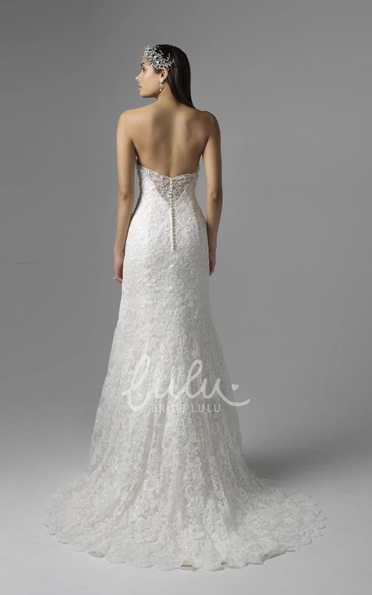 Mermaid Lace Wedding Dress with Sweetheart Neckline and Beading