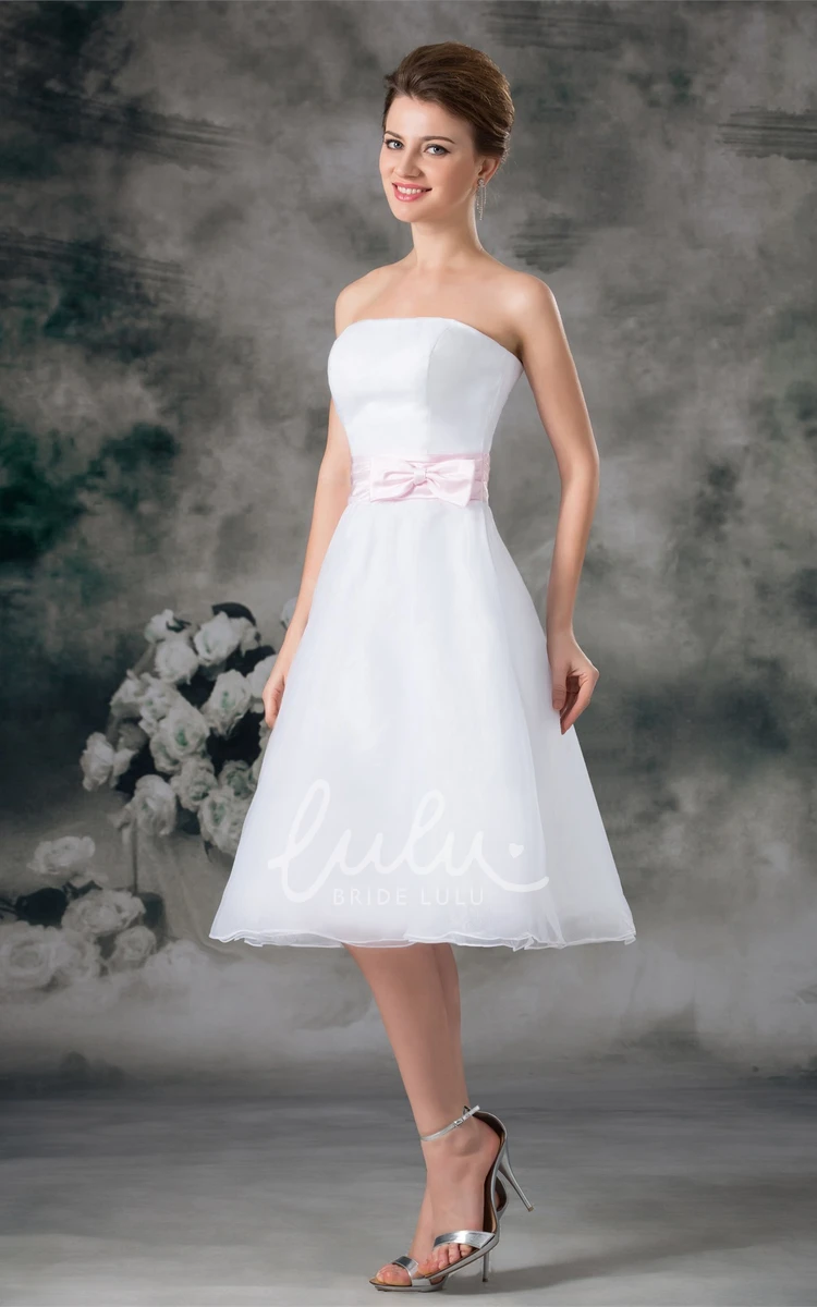 A-Line Formal Dress with Strapless Knee-Length and Bow Detail