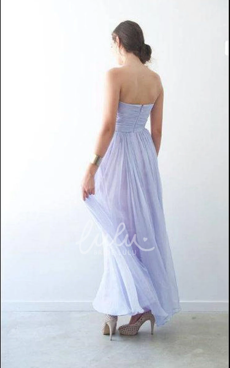 Criss Cross Pleated Sweetheart Bridesmaid Dress Ankle-Length