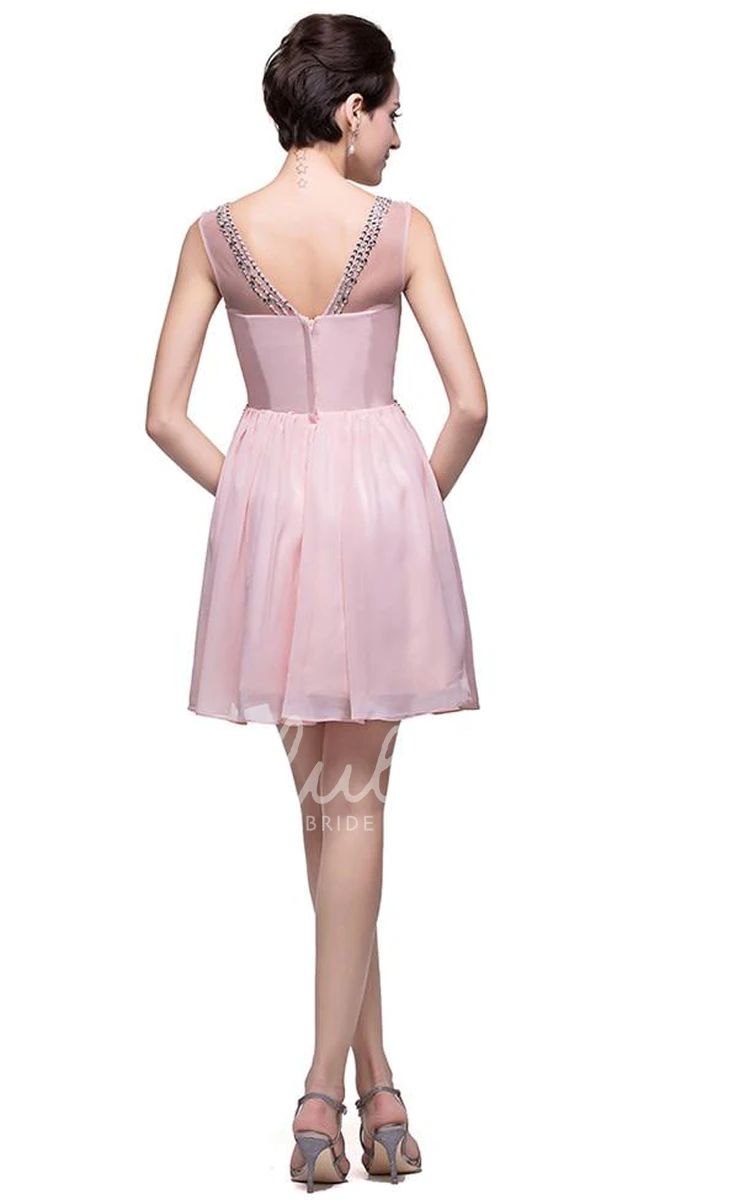 Sleeveless Crystal Chiffon Homecoming Dress Elegant & Short