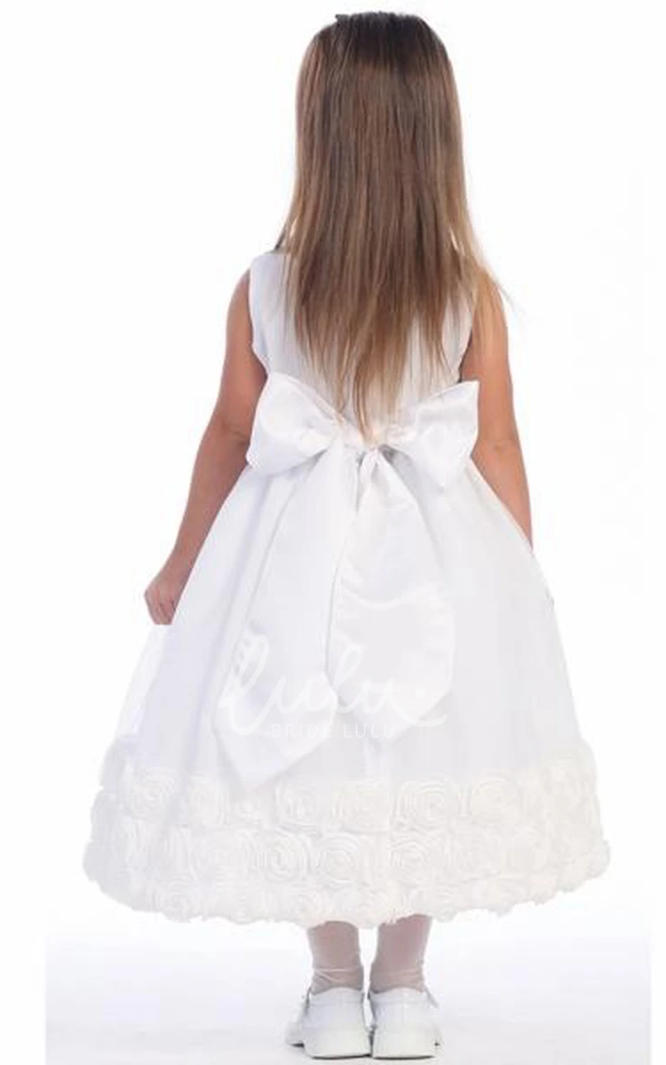 Tiered Tulle Tea-Length Flower Girl Dress Elegant Bridesmaid Dress