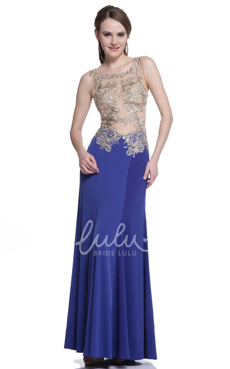 Sleeveless Sheath Jersey Formal Dress with Beading and Embroidery