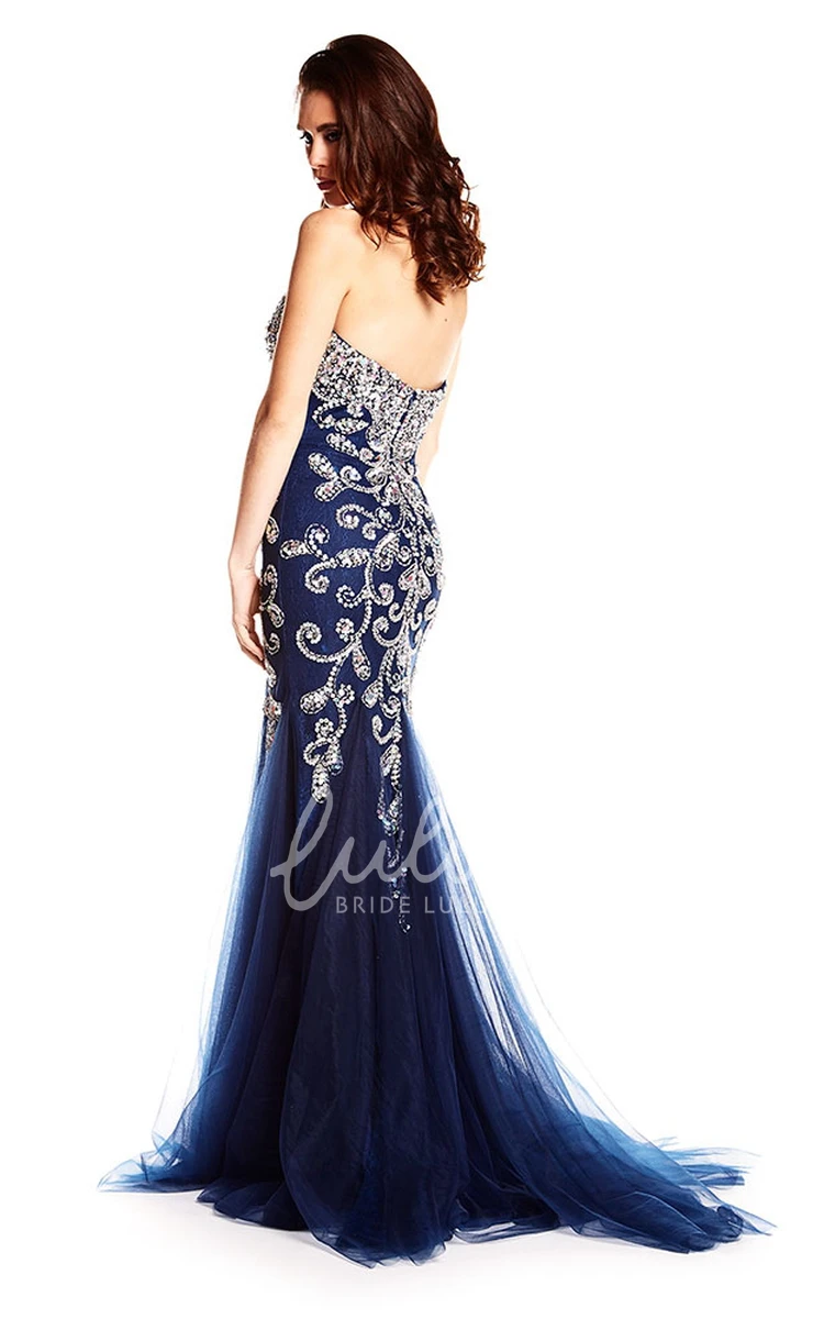 Crystal Tulle V-Back Prom Dress Long Sweetheart Women's 2025 Formal Gown