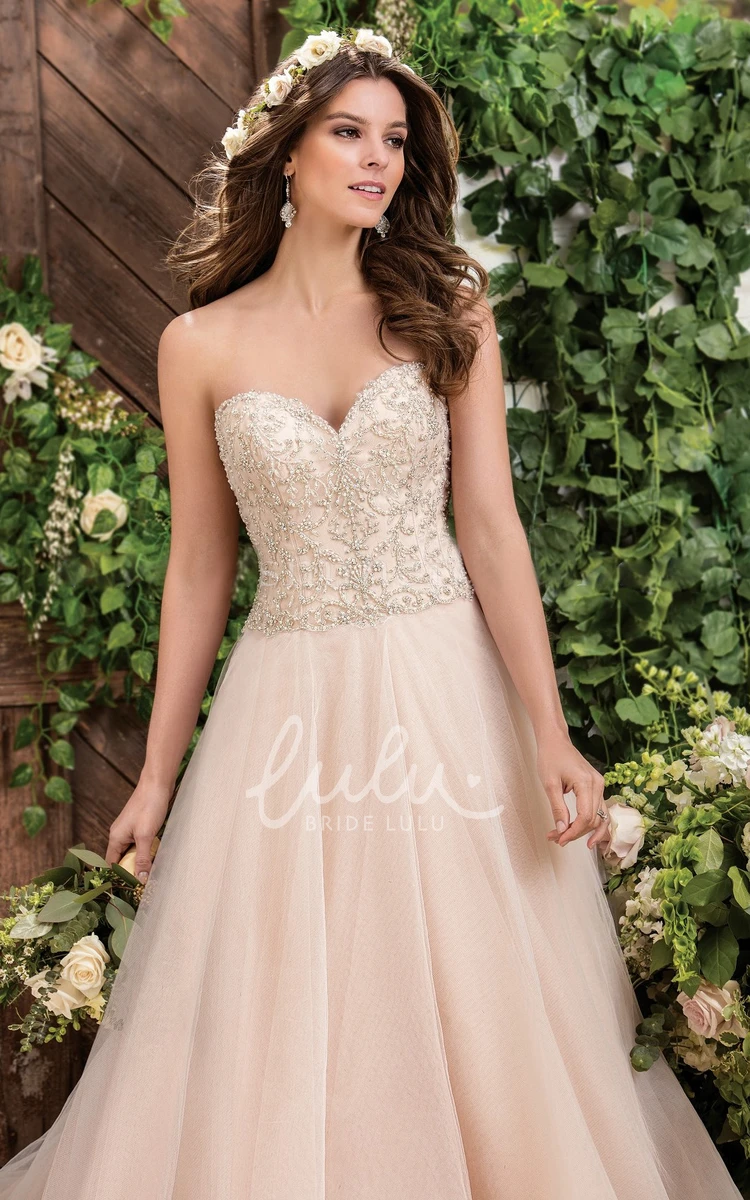 Beaded A-Line Wedding Dress with Sweetheart Neckline and Tiered Skirt