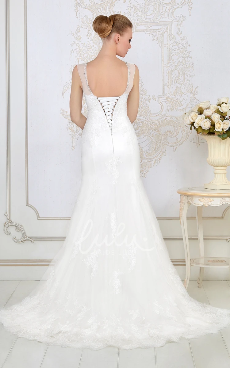 Lace Mermaid Wedding Dress with Scoop Neckline