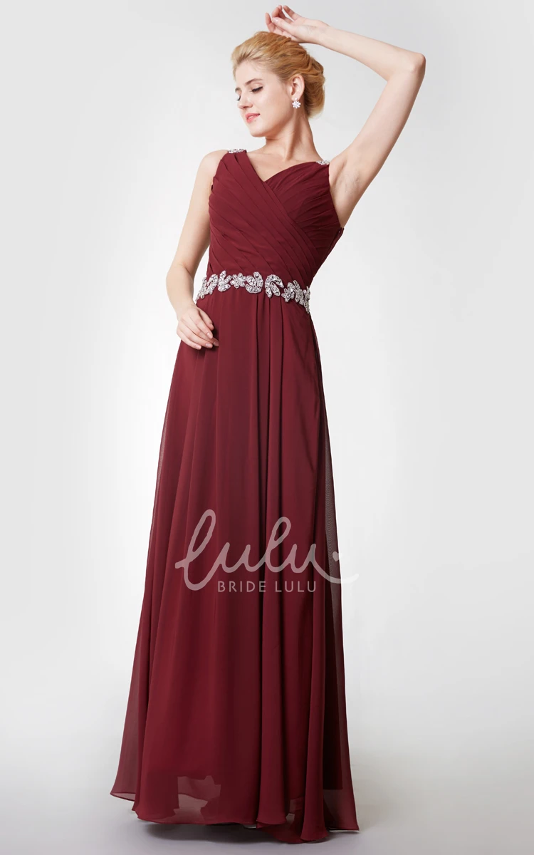 Chiffon Dress with Beaded Straps Cowl and Flowy Skirt