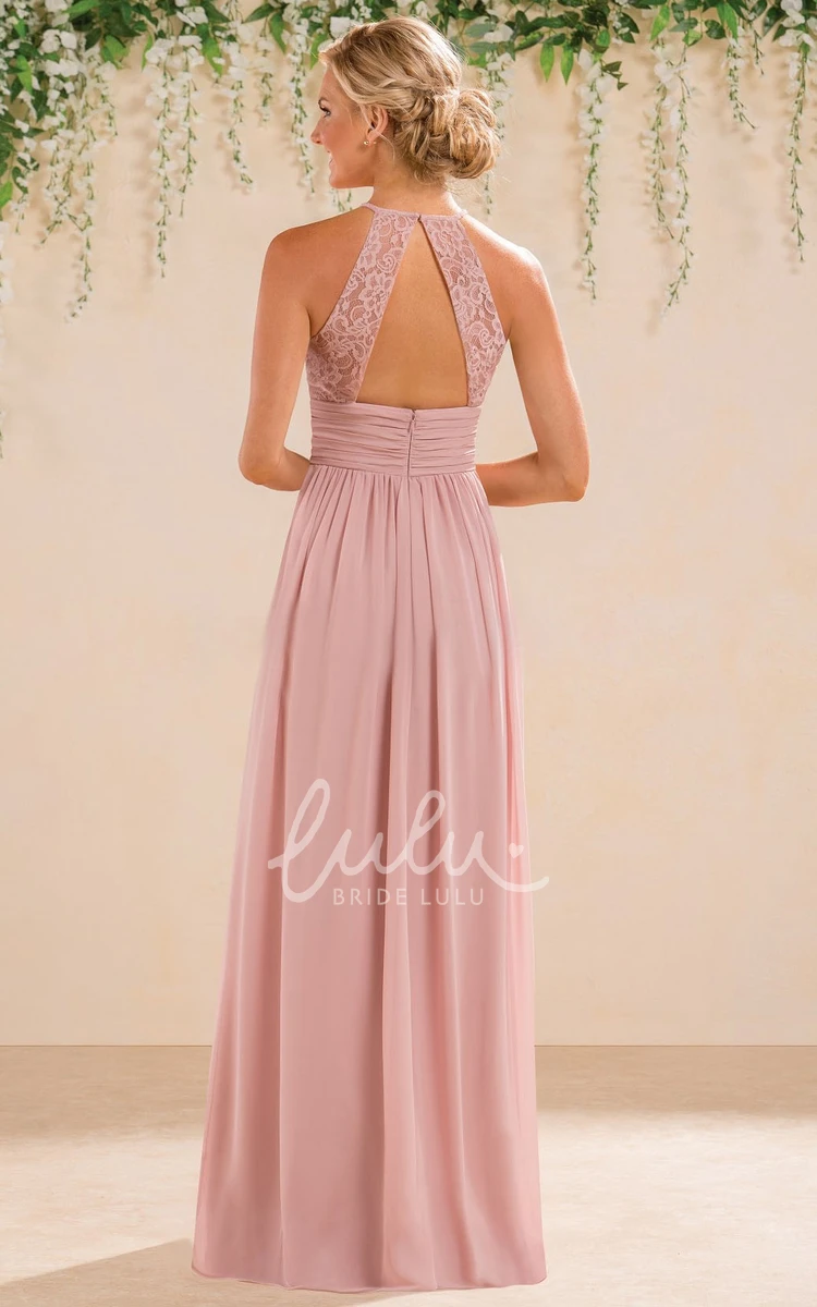 Lace Detail High-Neck Bridesmaid Dress A-Line