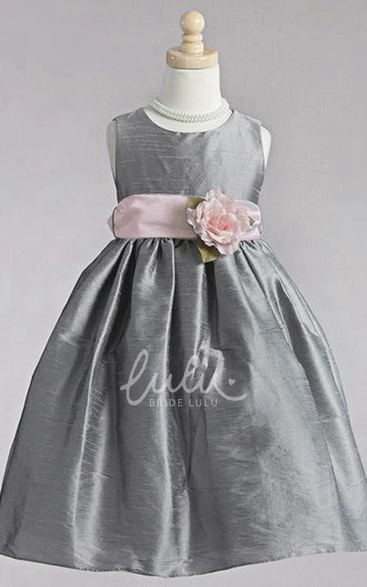 Sleeveless Organza Flower Girl Dress Simple Dress for Girls