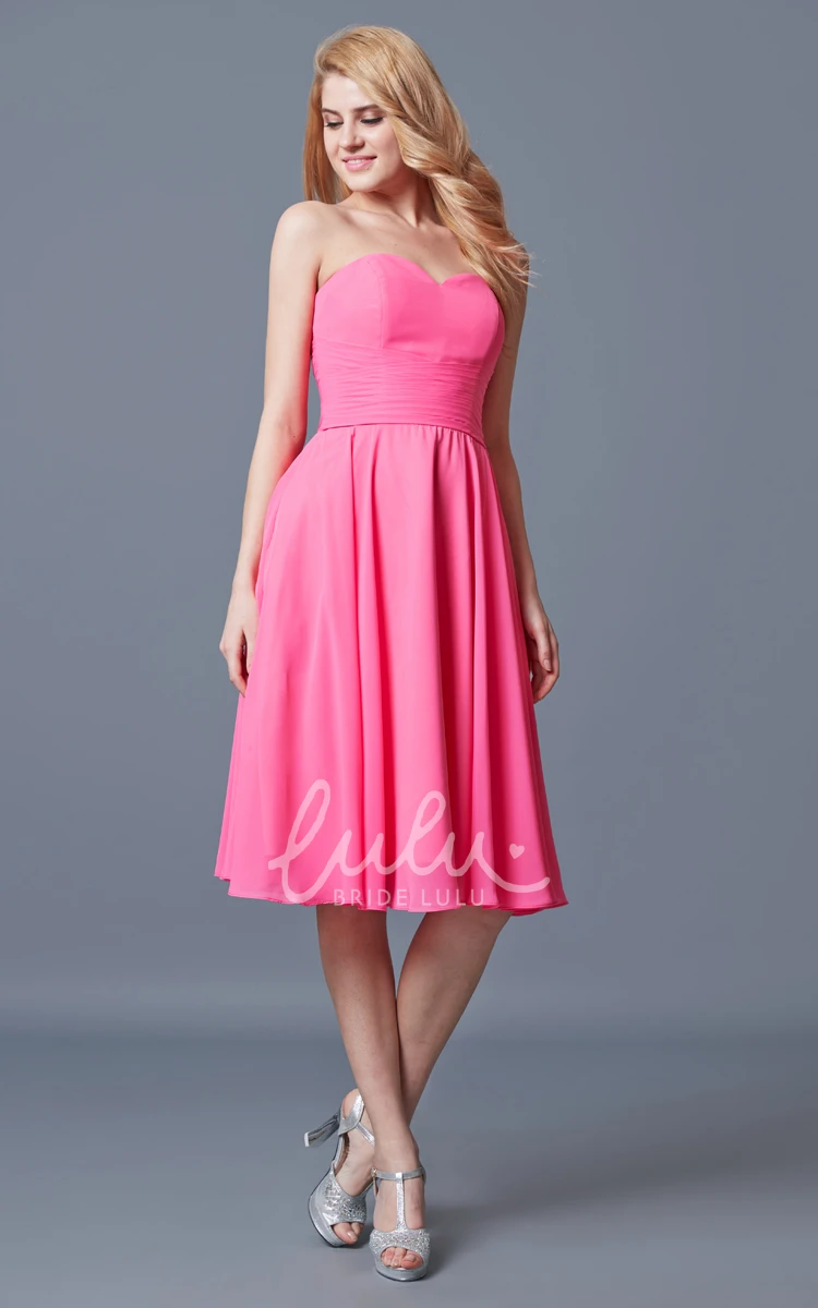 Vibrant Backless Pleated Knee-length Chiffon Bridesmaid Dress