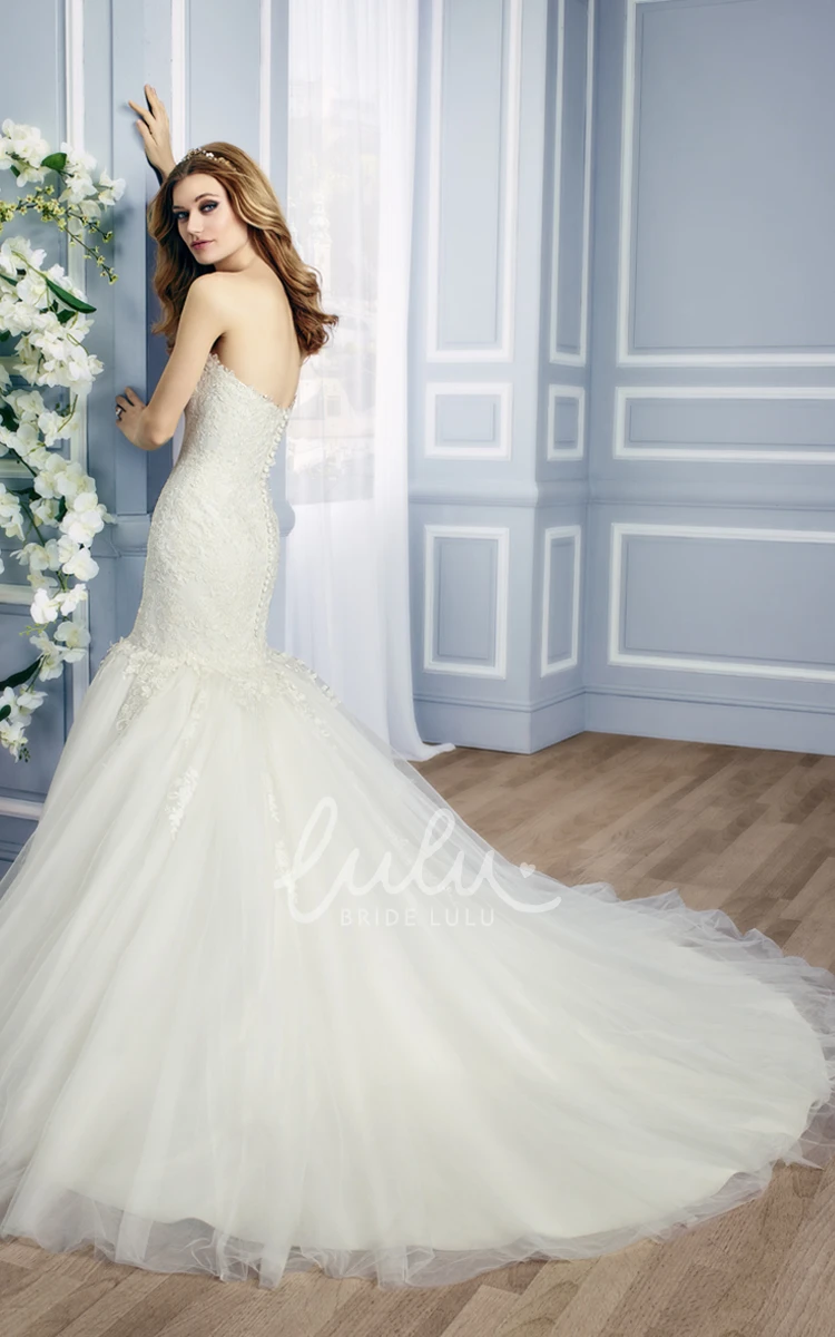 Ruffled Backless Mermaid Tulle Wedding Dress Sleeveless