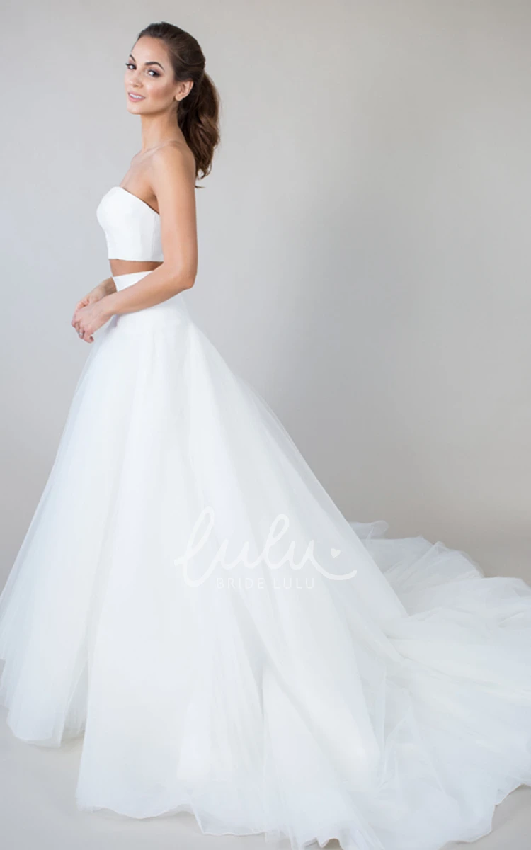 Sweetheart A-Line Tulle Wedding Dress with V Back Modern Bridal Dress