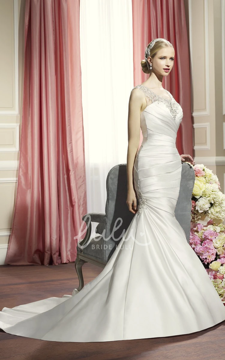 Beaded A-Line Sweetheart Wedding Dress with Poet Sleeves and Criss Cross