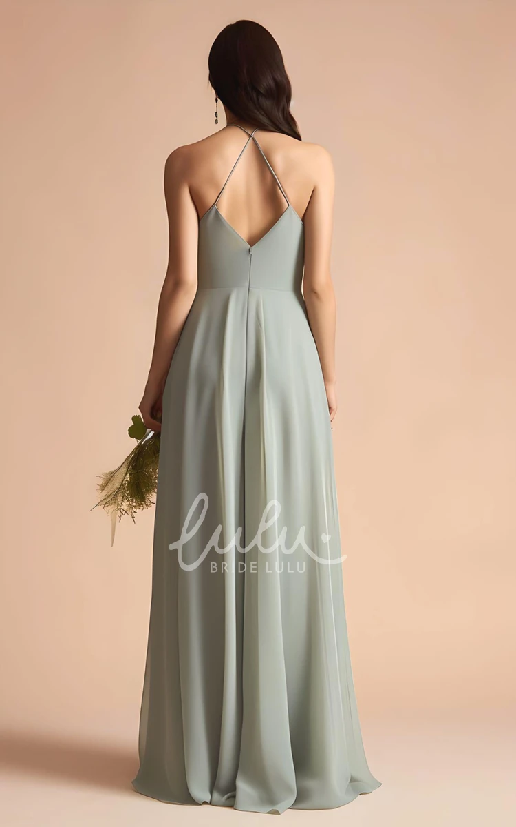 A-Line Chiffon Bridesmaid Dress with Split Front 2024 Sexy Bohemian Floor-length