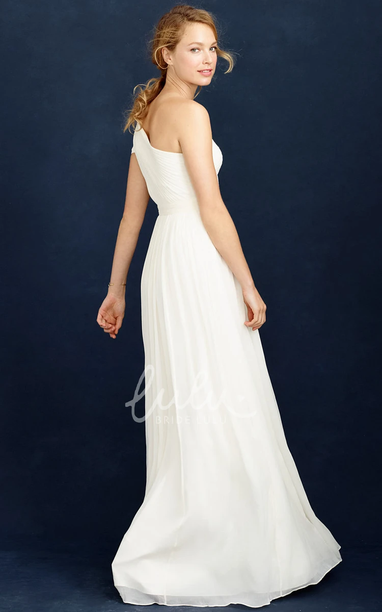 Chiffon One-Shoulder Ruched Wedding Dress Elegant & Flowy