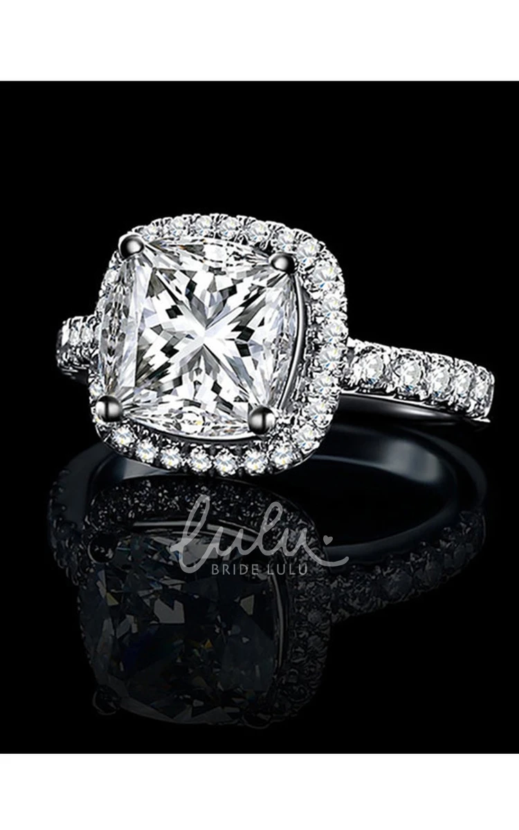 Halo Cushion Cut 925 Silver Bridal Wedding Rings