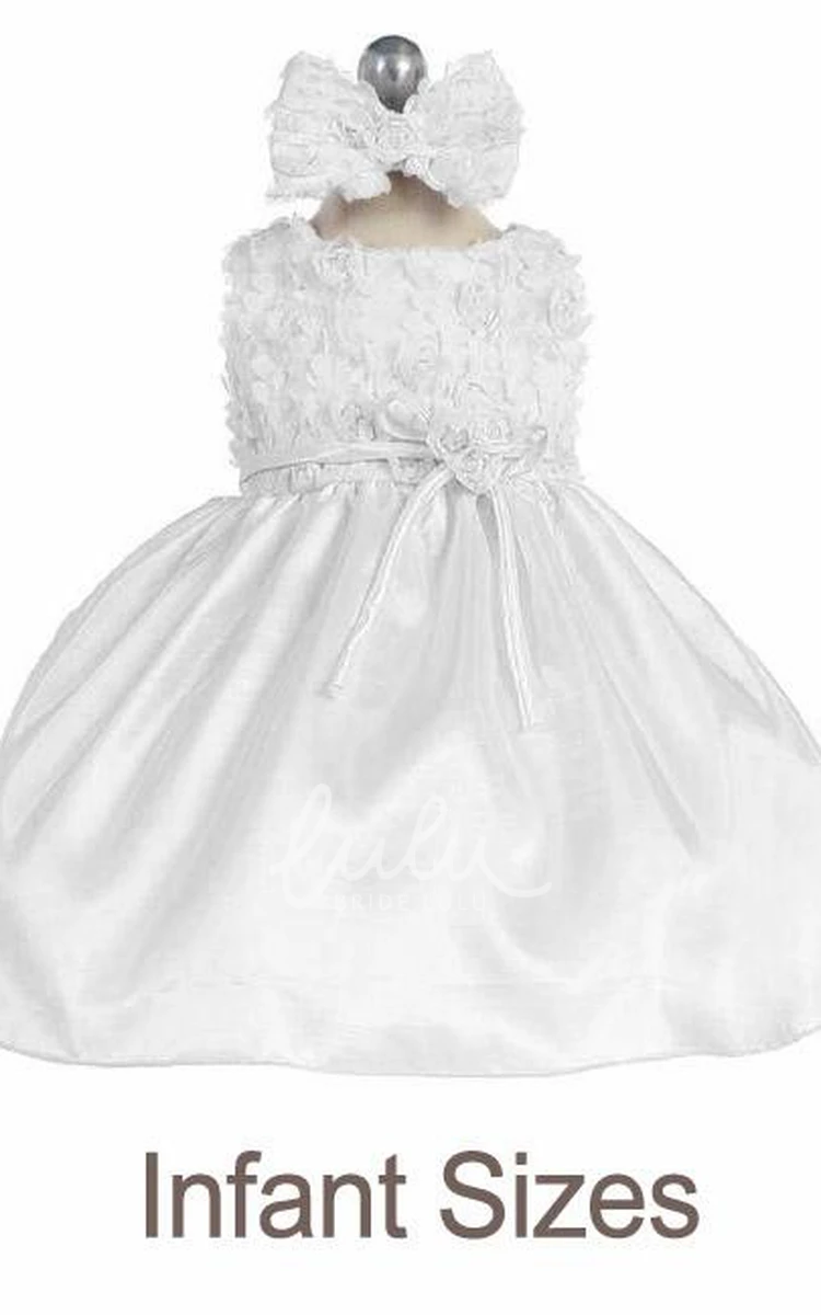 Embroidered Tulle and Taffeta Knee-Length Flower Girl Dress with Split Modern Dress