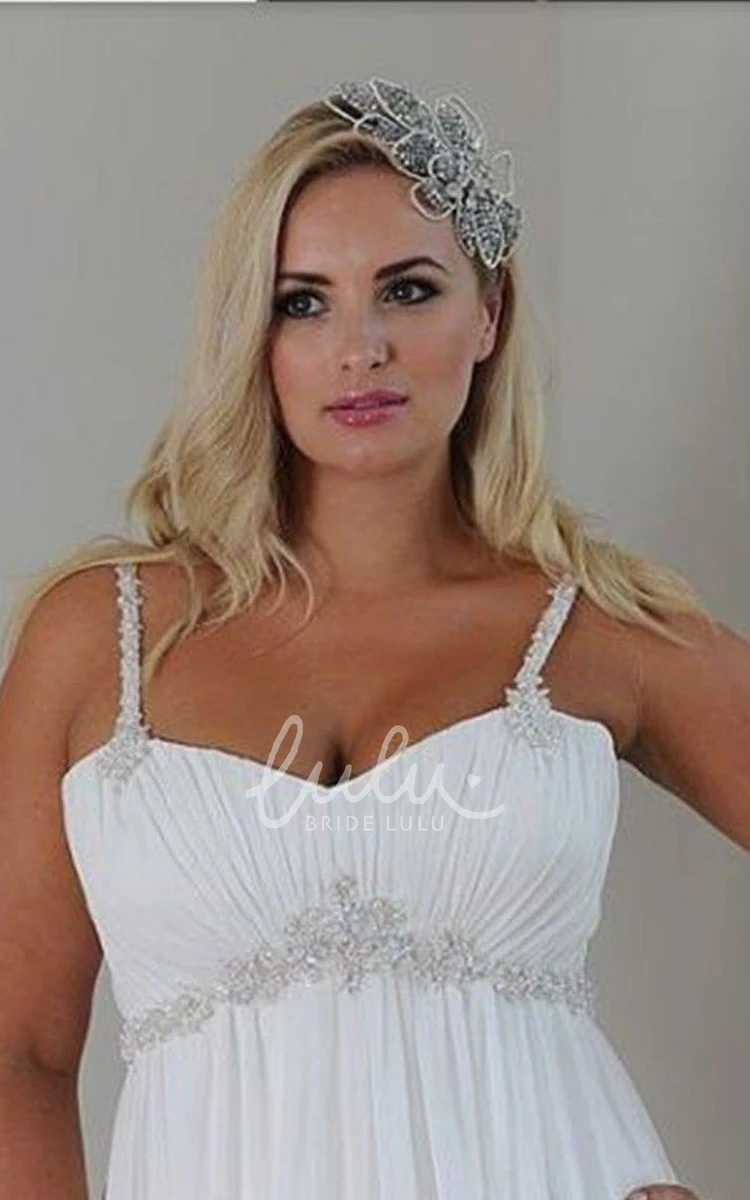 Chiffon Lace-up Corset Back Wedding Gown A Line Spaghetti Beach Dress