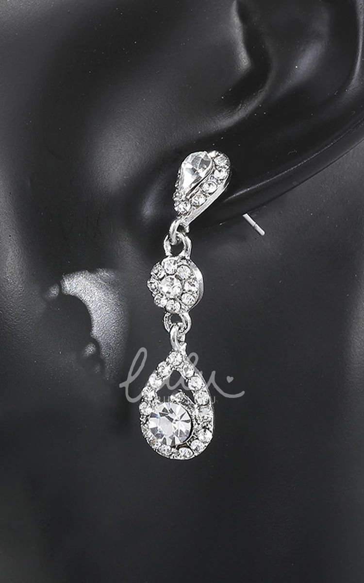 Elegant Water Drop Design Rhinestone Necklace and Earrings Jewelry Set