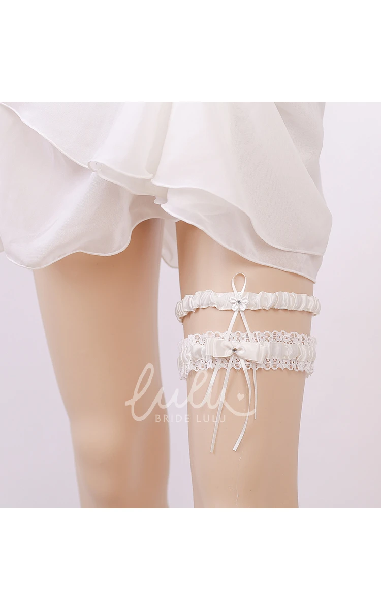 Western Style Two-piece Stretch Lace Garter with Bow for Bridesmaids