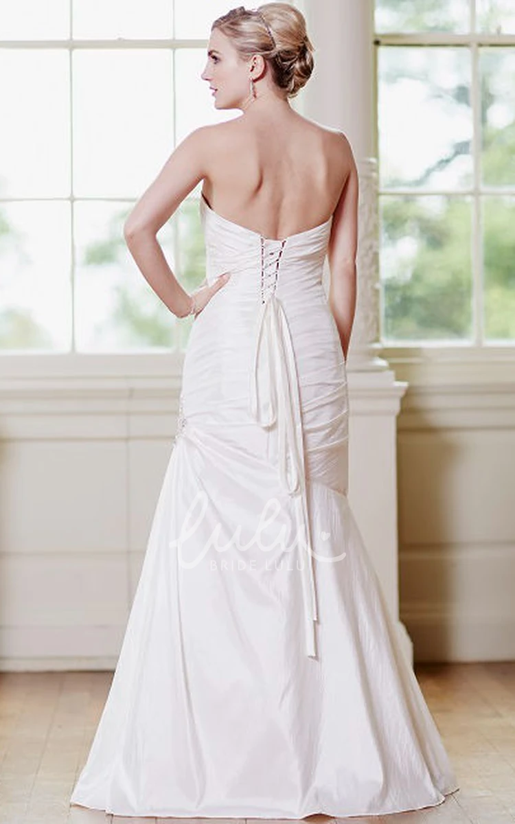 Taffeta Mermaid Lace Up Wedding Dress with Side Draping