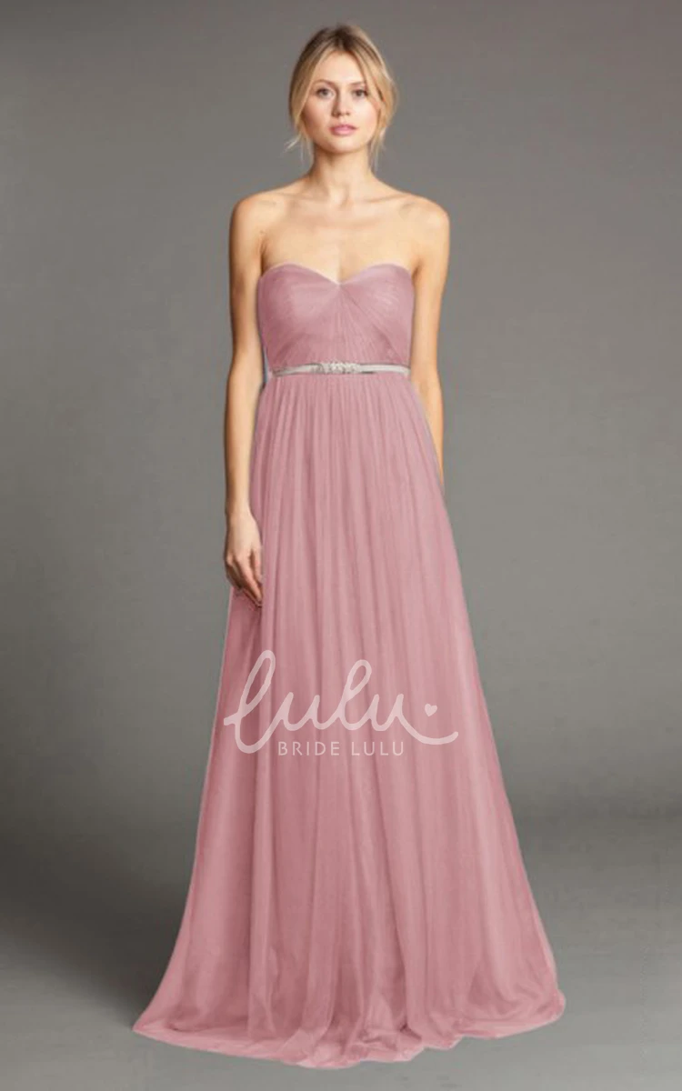 Cap Sleeve Jeweled Empire Sweetheart Tulle Bridesmaid Dress with Straps Classy Bridesmaid Dress