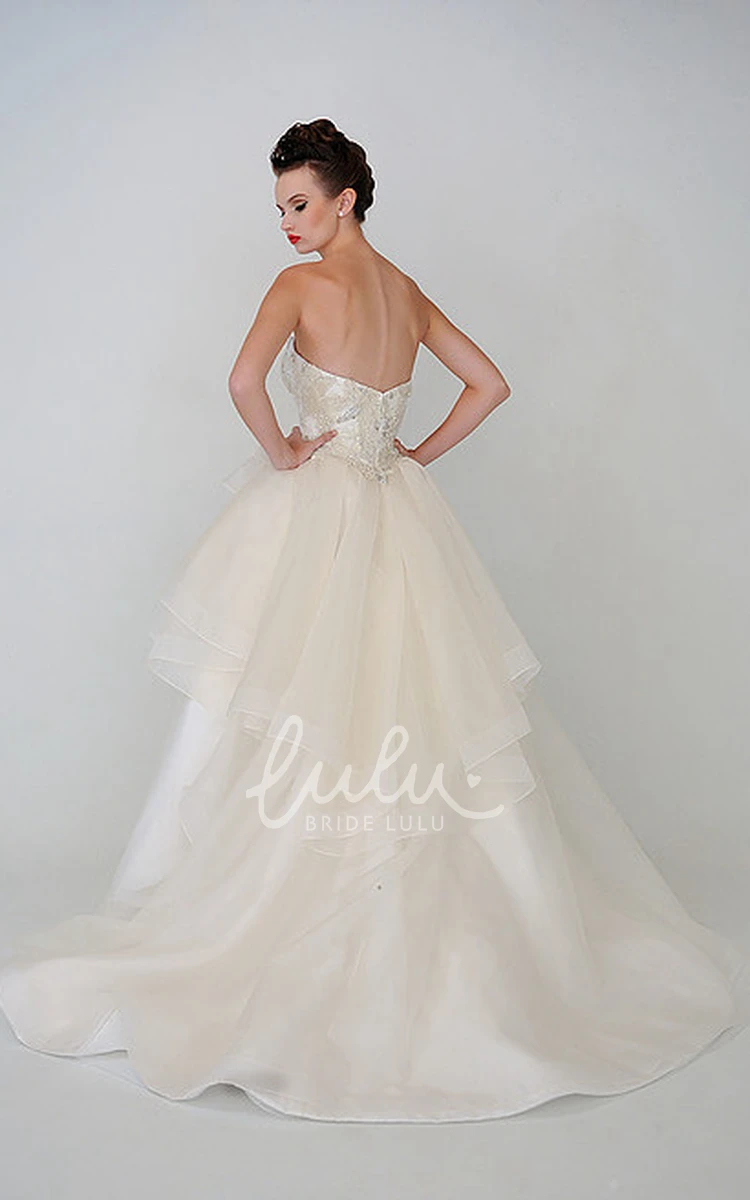 Beaded Satin Strapless Ball Gown Wedding Dress