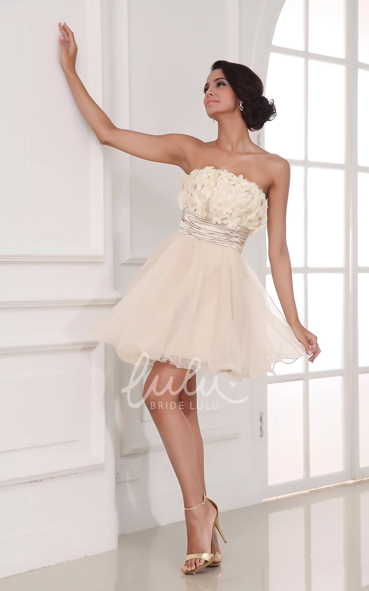 A-Line Champagne Dress Chic Style with Flowers