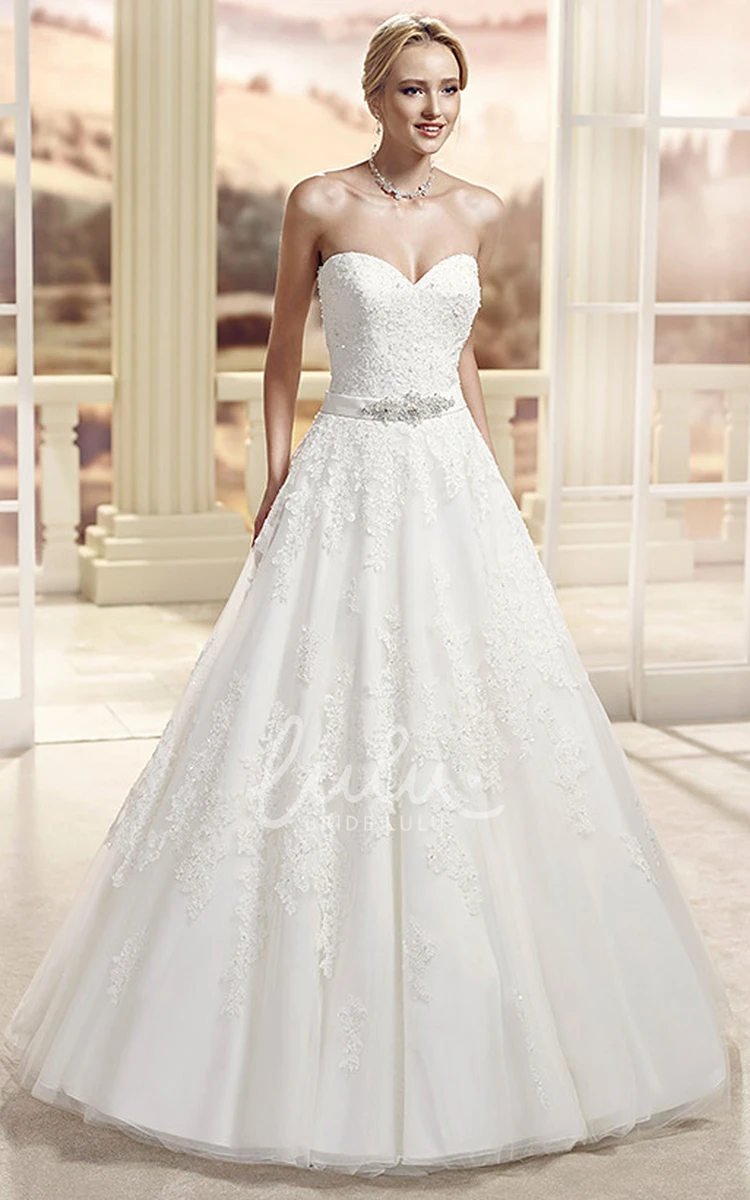 Jeweled Sweetheart Tulle&Lace Ball Gown Wedding Dress