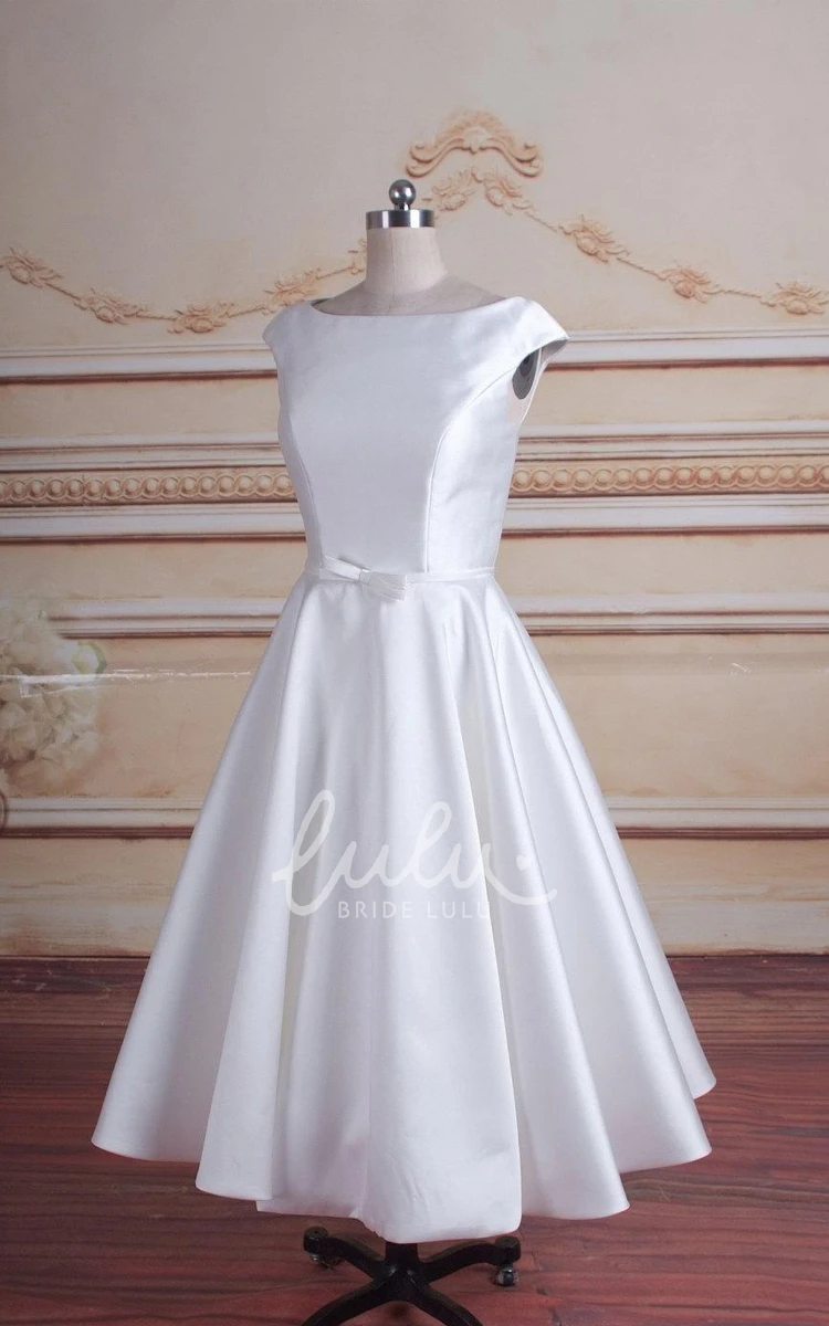 Short Satin A-Line Wedding Dress Chic Simple Modern