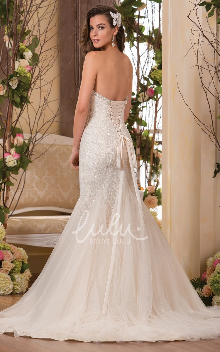 Lace-Up Back Mermaid Gown Sweetheart Beadings Wedding Dress