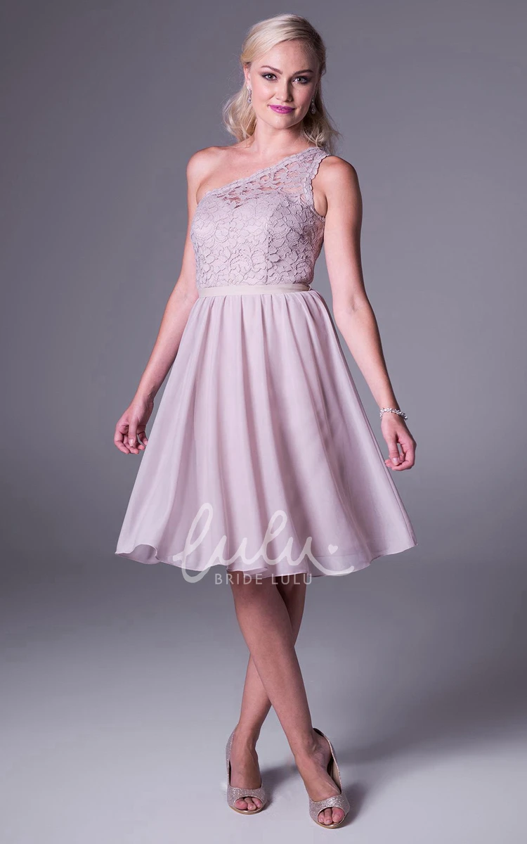 One Shoulder Sleeveless A-Line Bridesmaid Dress with Appliques and Pleats