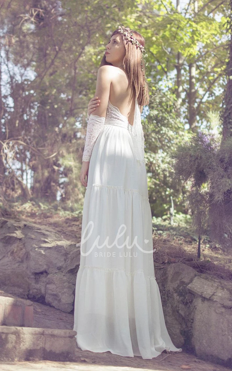 Backless Halter Lace Jersey Wedding Dress with Beadings